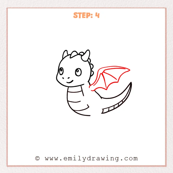 how to draw a flying dragon - Step 4